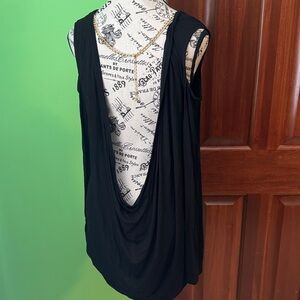 BCBGMaxAzria Elegant Black Drape Tank Top